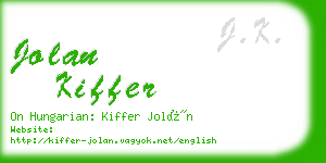 jolan kiffer business card